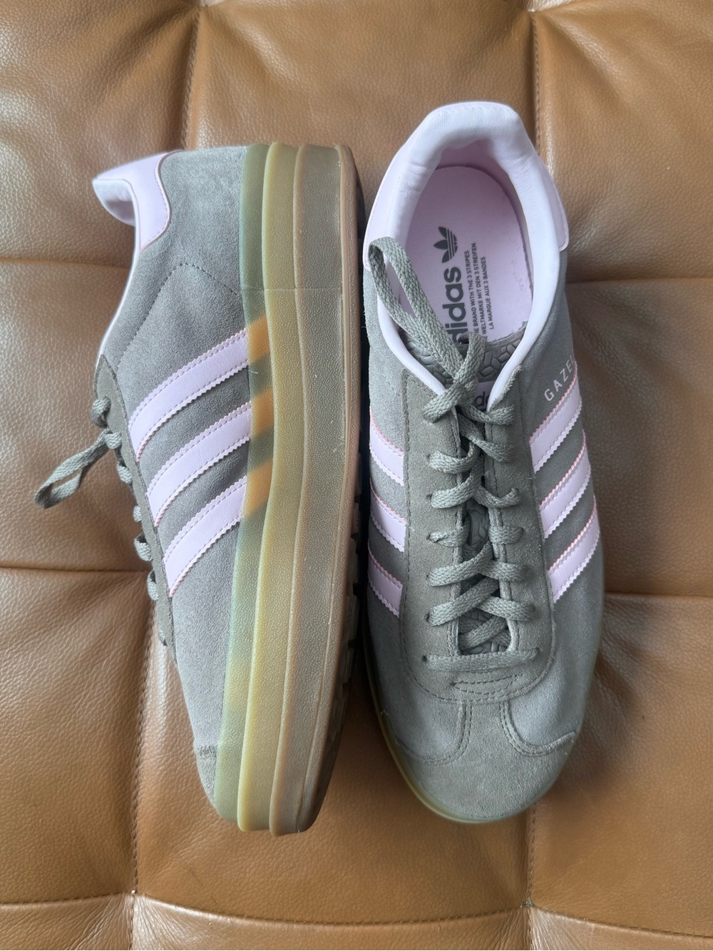 adidas Women’s Suede Gazelle Platform Sneakers in Brown & Light Pink Size 11